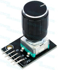 Six Pack 360 Degree Rotary Encoder Module With Push Button Knob Cap For Arduino Raspberry Pi ESP32 STM, black knob close-up