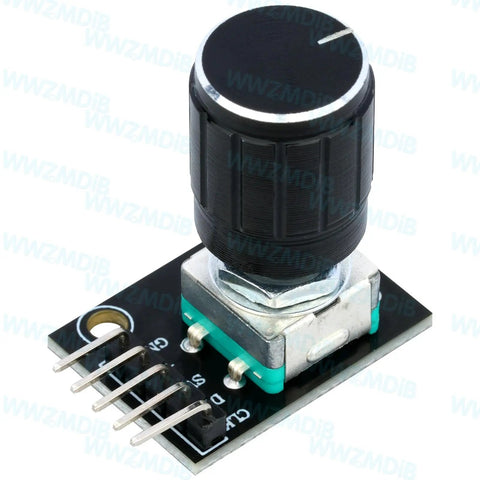 Six Pack 360 Degree Rotary Encoder Module With Push Button Knob Cap For Arduino Raspberry Pi ESP32 STM, black knob close-up
