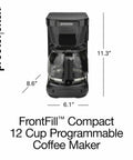 FrontFill Drip Coffee Maker Digital Programmable 12 Cup Glass Carafe Black And Silver With Easy Fill Reservoir