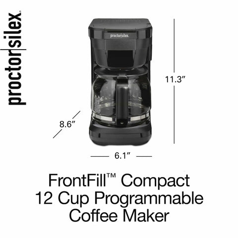 FrontFill Drip Coffee Maker Digital Programmable 12 Cup Glass Carafe Black And Silver With Easy Fill Reservoir