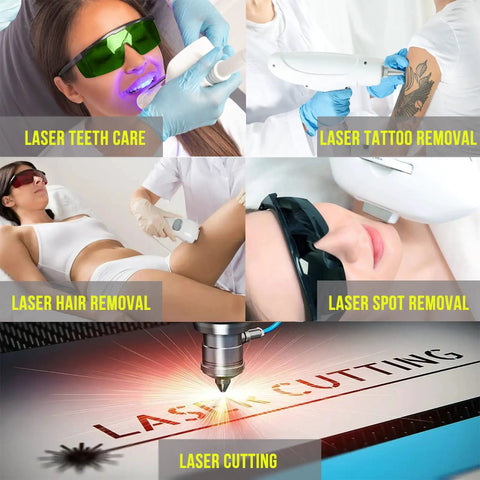 Laser Safety Glasses For IPL 200 To 2000 Nm Eye Protection For Laser Hair Removal And Engraving UV400 Blocking OD4 Plus Fifteen Percent Visible Light Transmission Broad Spectrum Shield PC Material Comfy Fit Green Lens.