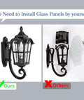 Outdoor Porch Light With Built In GFCI Outlet And Two Outlets Black Roman Aluminum Wall Sconce With Water Glass comparison image