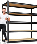 Beefy 5 Tier Garage Shelving Unit Beefs Up Your Storage With A 71 Inch Tall Steel Rack With Adjustable MDF Shelves 2050 Lbs Total Capacity Ideal For Garage Warehouse Pantry Basement Workshop Organization, steel rack with man