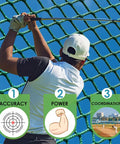 Golfer practicing with Golf Driving Cage With Ball Return System 10x10x10ft Heavy Duty Steel Frame Practice Net, focus on accuracy and power
