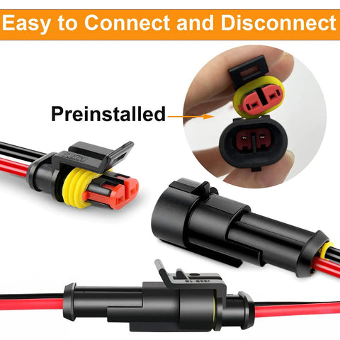 Waterproof 16 AWG Wire Connectors Kit For Auto Electrical Systems With Quick Disconnect Pins 1 To 4 Pin Sets 26 Total Kits