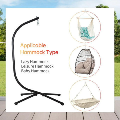 Hammock Chair Stand Built From Solid Steel For Indoor Or Outdoor Chill, Heavy Duty Frame Supports Up To 400 Lbs, 360 Degree Rotation
