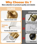 Comparison image highlighting features of Modern Brushed Gold Wall Sconces Set Of Two With Clear Glass Hardwired Adjustable Up Or Down Vanity Light Fixture For Bathroom Smooth Vibe Upgrade.