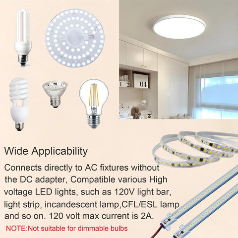 Concealed Touch Sensor Lamp Switch With On Off, 120V AC 250W, 6Ft Plug In Cable, display of compatible fixtures and lights