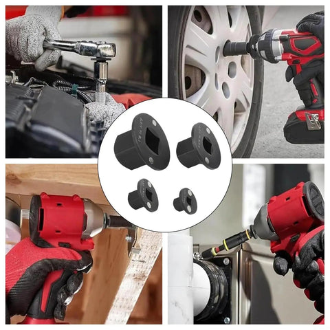 Hot Deal Low Profile Impact Socket Adapter Set 4 Piece Heavy Duty Stackable Steel Drive Reducer Kit Perfect For Tight Spots And Auto Repair Grind, 4-piece adapters in use