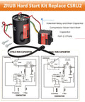 Hard Start Capacitor Kit For 3.5 To 5 Ton AC Units Replaces CSR U2 Compressor Saver Start Assist with diagrams and components