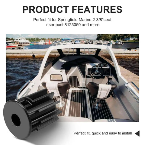 Heavy Duty Boat Seat Pedestal Bushing Adapter For Hi Lo Two And Three Eighths Inch Post Replacement, black marine composite