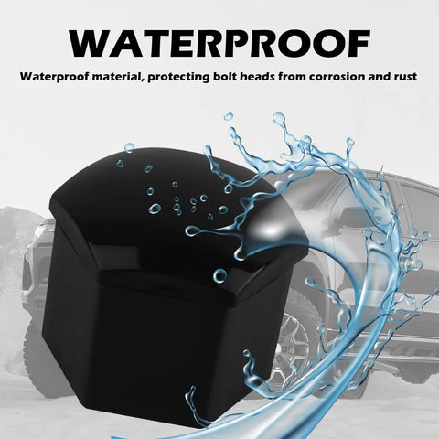 20Pcs 21mm Lug Nut Covers with Disassembly Tool Hex Lug Nut Caps displayed with waterproof design protecting bolts