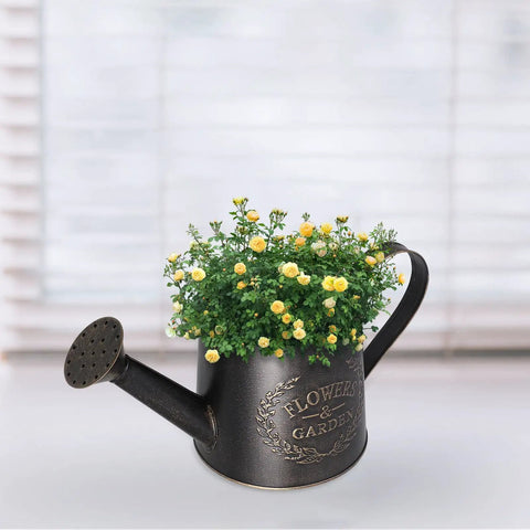 Heavy Duty Metal Watering Can With Big Capacity Galvanized Black Sprayer For Outdoor Garden Care Boss Grade Tool For Flowers And Lawn Easy Refill Spout Ergonomic Handle Indoor And Outdoor Plant Watering, black metal watering can with roses