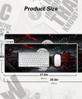 Full Moon Beefy Large Desk Pad For Gaming Setup Extended Mouse Pad With Non Slip Rubber Base Black And Red 11.8 By 31.5 Inches Ideal For Keyboard Mouse And Laptop Smooth Surface For Accurate Tracking And Comfortable All Day Use