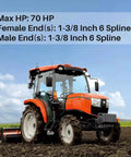 Heavy Duty Pto Shaft Extender Adapter One Three Four Inch Six Spline Male To Female Tractor Implement Replacement Assembly Built Tough for tractor with rotary cutter in field.