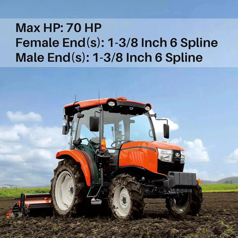Heavy Duty Pto Shaft Extender Adapter One Three Four Inch Six Spline Male To Female Tractor Implement Replacement Assembly Built Tough for tractor with rotary cutter in field.