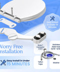No Electric Bidet Attachment For Toilet Seat Fits Most Standard Elongated Seats With Self Cleaning Dual Nozzles Leak Proof Connectors