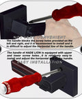 Comparison of screw installation for Six Pack Leather Wrapped Interior Door Handles With Keyless Privacy Lock Matte Black Lever Set