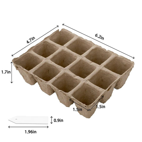 Dimensions of 40 Pack Seed Starter Trays With 480 Cells Biodegradable Peat Pots Made From Paper And Grass Charcoal