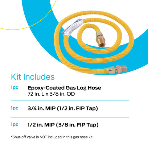 72 Inch Flexible Gas Line Connector With Three Eighth Inch OD And Three Quarter By One Half Inch MIP Fittings For Natural Gas And Propane Stainless Steel Yellow for Grills