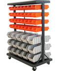 Rolling Storage Bin Rack And Parts Organizer With Dual Sided Shelves 7 Tier Cart Pro Grade For Garage And Workshop