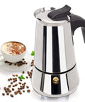 Two Cup 100ml Stainless Steel Moka Pot Espresso Coffee Maker For Stovetop Brewing With Italian Classic Greca Style Mocha Machine