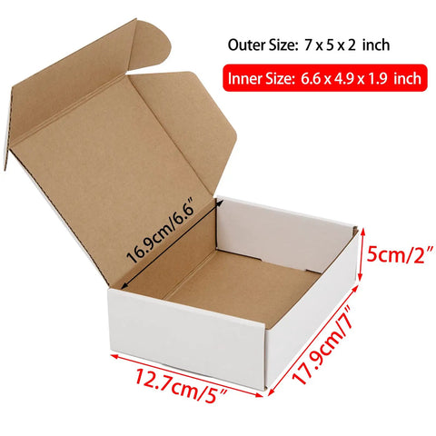 Self Locking White Corrugated Shipping Boxes Pack Of 25 Easy Fold Mailers For Small Business Lightweight Sturdy Cardboard Packs Zero Tape Required No Sweat Setup For Daily Shipments, open box with interior measurements.