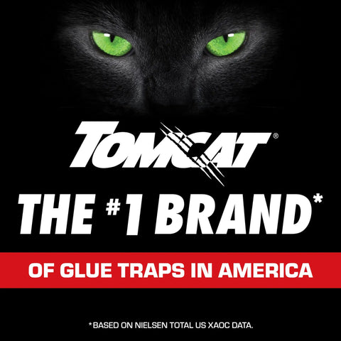 Heavy Duty Mouse Glue Traps With Eugenol For Rock Solid Grip And Instant Pest Control Pack Of Six features Tomcat brand logo.