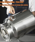 Rock Solid Heavy Duty 304 Stainless Steel Milk Jug Container 64L with silicone seal and lock for bulk storage.