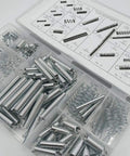 200 Pcs Compression And Extension Springs Set Assorted Tension Springs Kit For Repairs in clear storage box displayed