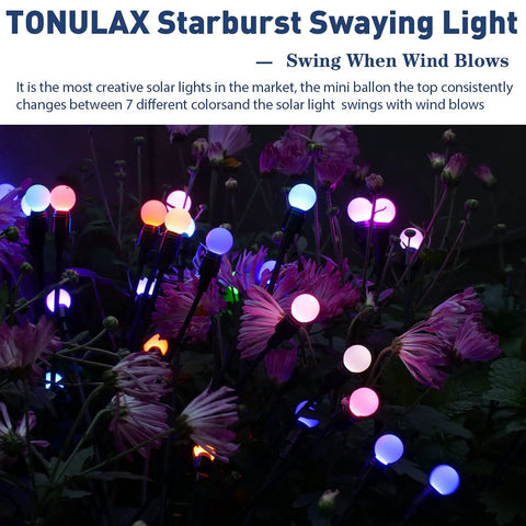 Solar Starburst Garden Lights Set Of 4 That Sway With The Breeze Color Changing RGB Outdoor Decor For Yard Patio And Pathway