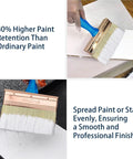 Three Pack Deck Stain Brush Set 4 Inch 5 Inch 6 Inch For Faster Coverage With Threaded Handles shown in use on wood surface.