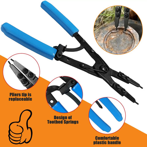 Ford 38700 Spindle Snap Ring Pliers 10.9 Inch Internal Circlip Pliers For Ford Super Duty Pickups 2007 And Newer Install And Remove Snap Rings With Blue Handle
