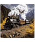 Locomotive Train Acrylic Hanging Ornament For Window And Wall Decor 8x8 Inch Modern Home Accent For Living Room Bedroom Dining Room Hallway And Office Lightweight Dope Railroading Style showing a steam train on tracks with mountains