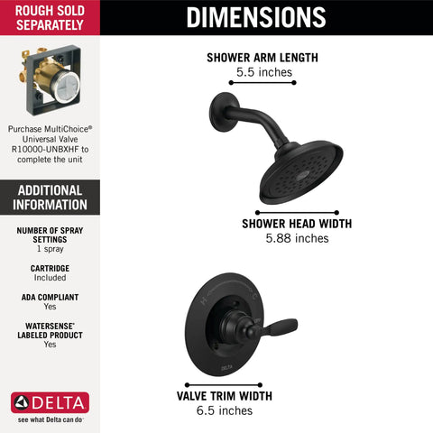 Woodhurst 14 Series Matte Black Shower Faucet Trim Kit With Rock Solid Full Body Spray And Crisp Finish Handle Set For A Next Level Bathroom Refresh And Daily Comfort Upgrades Valves Sold Separately