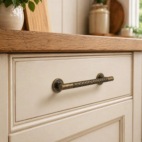 10 Pack Honeycomb Texture 5 Inch Cabinet Handles 128mm Antique Brass Cupboard Pulls For Kitchen Cabinets And Drawers