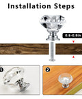 Installation steps for Top Tier Crystal Cabinet Knobs And Drawer Handles With Slick Silver Tone Heavy Duty Aluminum Core 30mm.