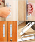 Four Pack Aluminum Door Pull Handles For Sliding Doors And Cabinets With Wear Resistant Adhesive Mount No Drilling Installation
