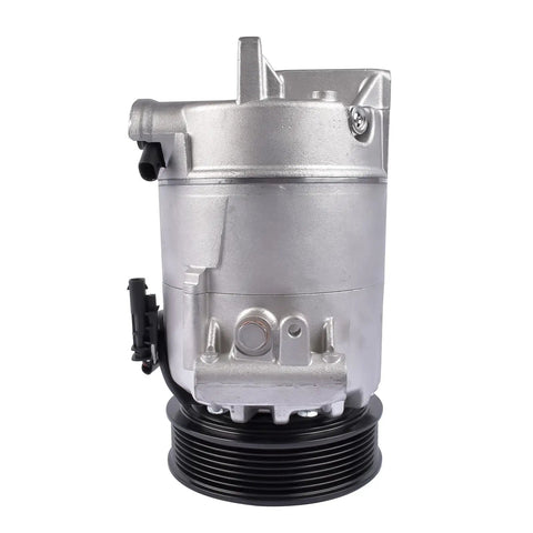 Heavy Duty AC Compressor Direct Bolt Replacement For Buick LaCrosse And Regal 2012 To 2016 2.4L Engine, side view showing details.