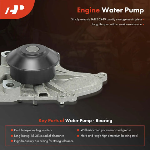 Close-up of engine water pump from Engine Timing Belt Kit With Water Pump And Tensioner For Honda Odyssey 2000 2004 Pilot 2003 2004