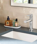 Meena Chrome One-Handle Bathroom Sink Faucet With Single Hole Mount And Optional Deckplate Drain Assembly Slick Chrome Finish.