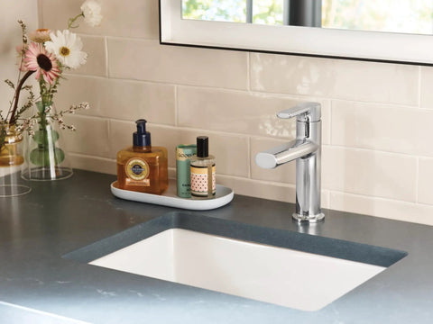 Meena Chrome One-Handle Bathroom Sink Faucet With Single Hole Mount And Optional Deckplate Drain Assembly Slick Chrome Finish.