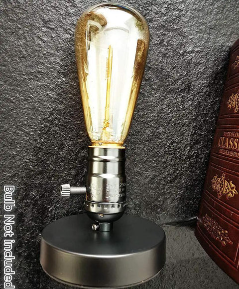 Vintage Edison Desk Lamp With Industrial Loft Vibe, E26/E27 plug in on off switch, black metal base, bulb not included