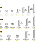 176 Piece Heavy Duty Hex Head Bolts And Nuts Kit In 304 Stainless Steel Metric Set For Rugged Repairs And Projects With Precise Threads And Durable Construction 1/4-20, 5/16-18, 3/8-16 sizes