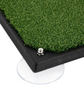 Close-up of Indoor Golf Swing Trainer With Real Turf Mat and Suction Pad Base for steady at-home practice.