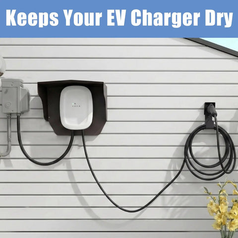 Built Tough Aluminum EV Charger Cover And All Weather Sun Shield for wall mounted EV station, protecting against weather.