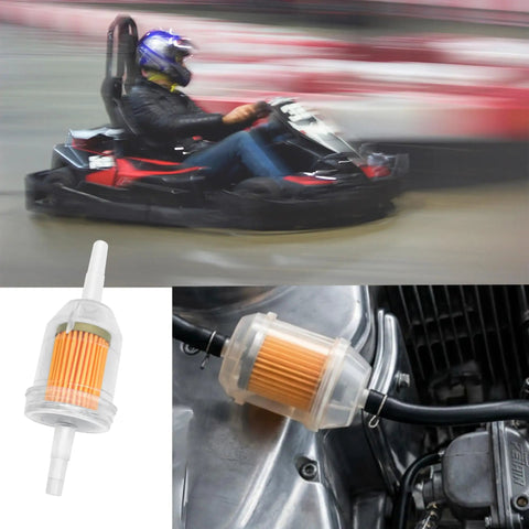 Inline Fuel Filter With Magnet For One Quarter And Five Sixteenth Inch Fuel Lines Fits Briggs And Stratton in a go-kart setting
