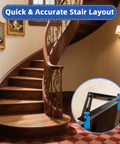 Premium Steel Stair Gauges For Framing Squares crafted for precise stair layout next to a wooden spiral staircase.