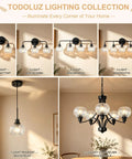 TODOLUZ 2-Light Clear Ribbed Glass Wall Sconce Lighting, Modern Farmhouse Bathroom Vanity Lighting Over Mirror for Kitchen Hallway Living Room, E26 Bulb Base displayed among various lighting fixtures.