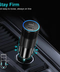 Dual Port USB C Car Charger With Super Fast 40W Output Adapter with PD20W ports plugged into a car's cigarette lighter.